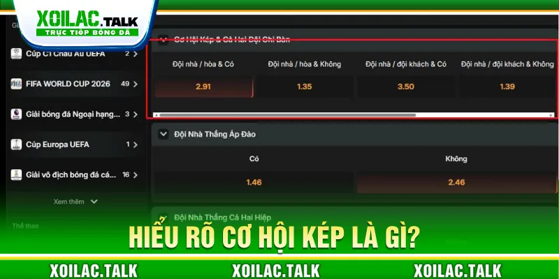 Cơ hội kép là gì trong cá cược bóng đá