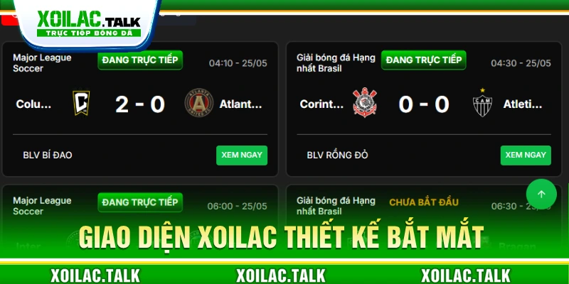 Giao diện của Xoilac đẹp mắt và dễ sử dụng
